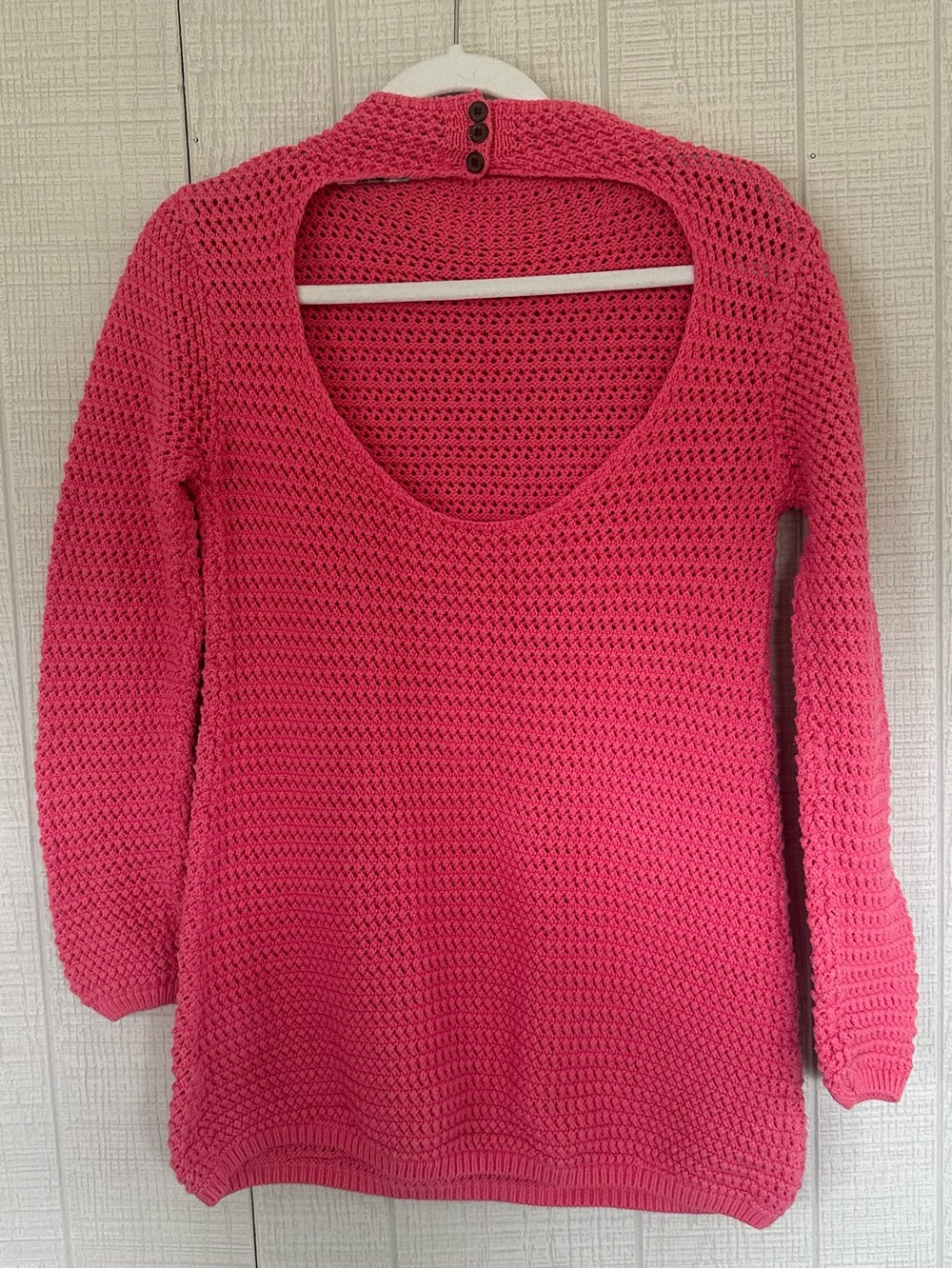 Free People FP Beach Bader Fauxchet Cotton Sweater Mini Dress Coral Pink Size M
